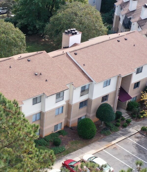 Apartment complex with new shingle roof