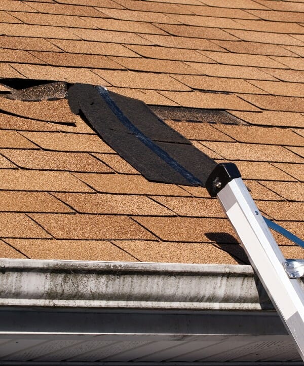 Storm damage on roof