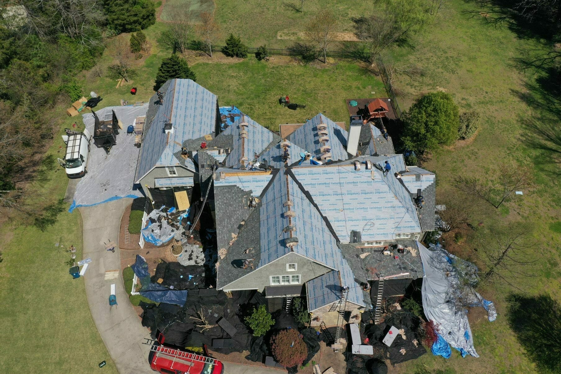 Roof installation on a home in Mayhew NC